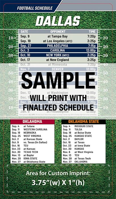 ReaMark Products: Dallas North Full Magnet Football Schedule
